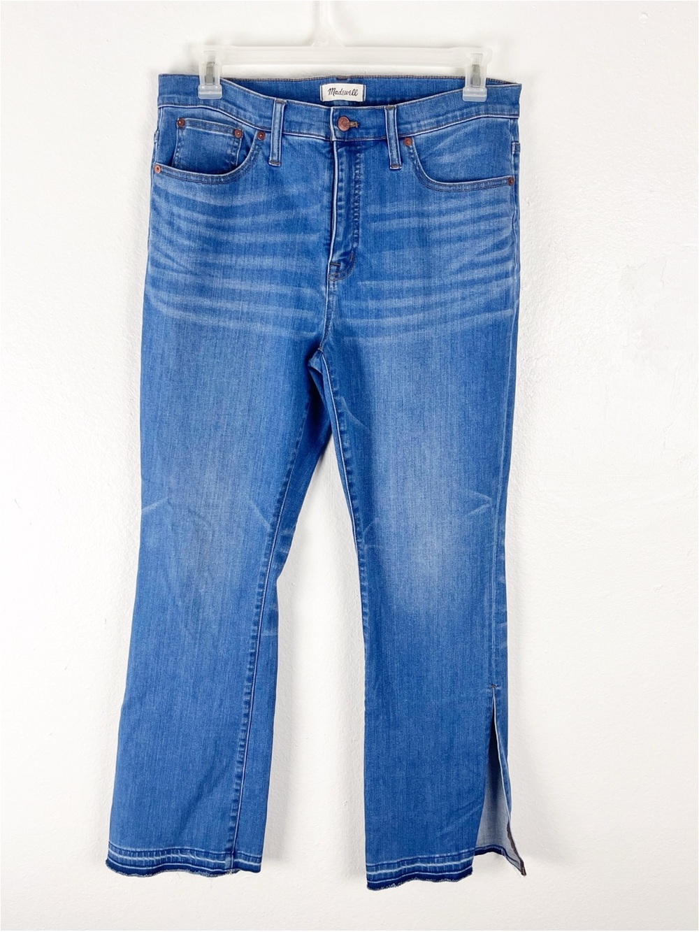 MADEWELL Blue Cali Demi-Boot High Rise Split Hems Denim Jeans Size 32 Preppy